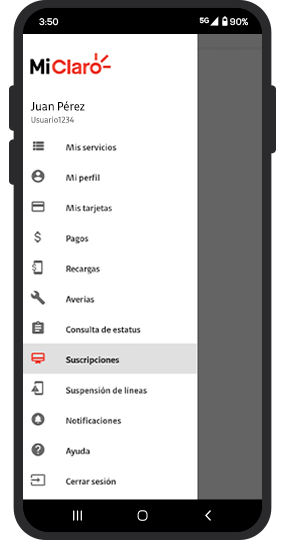 Elige la opción “Suscripciones”. Elige la opción “Suscripciones”.